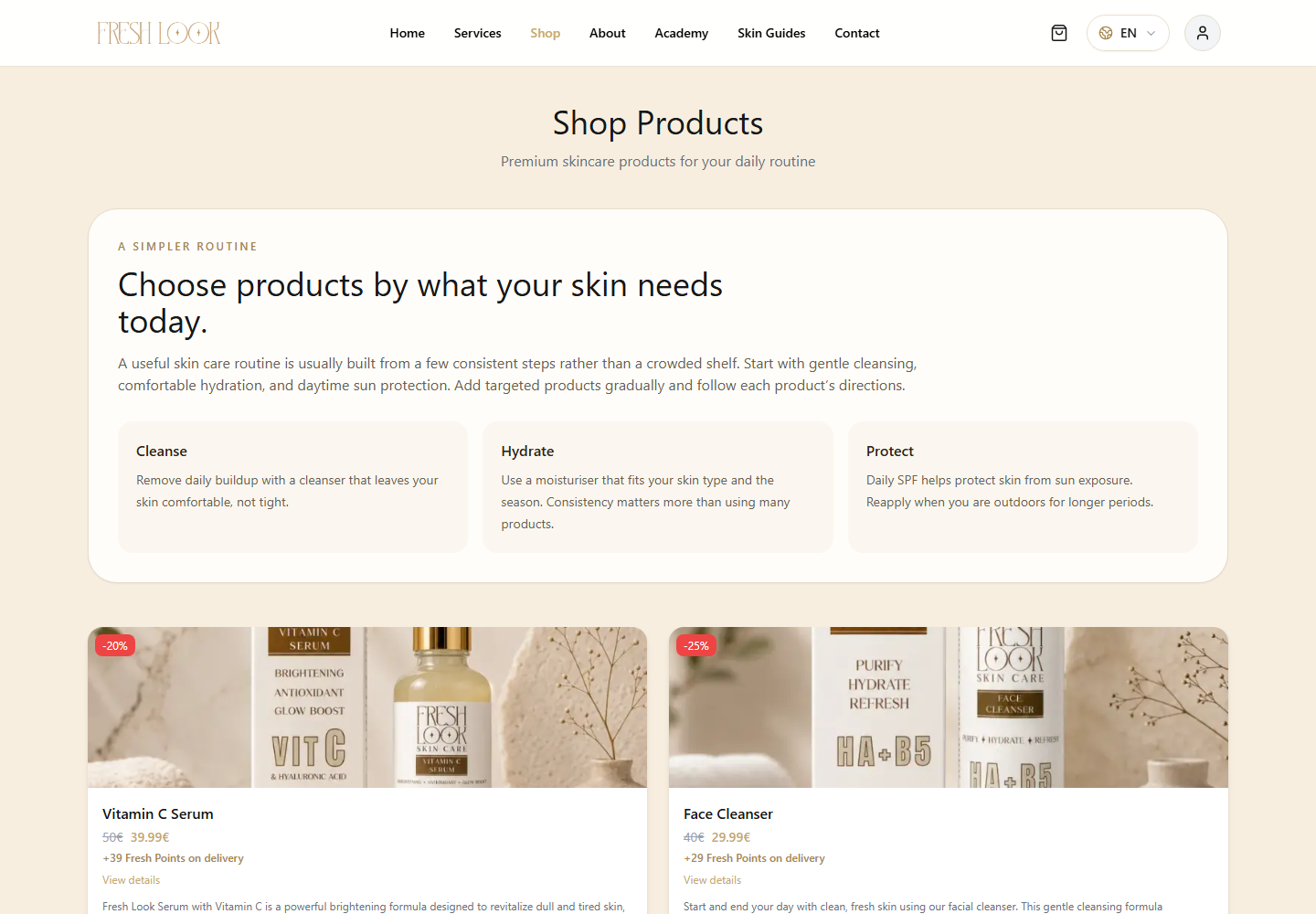 Fresh Look shop page