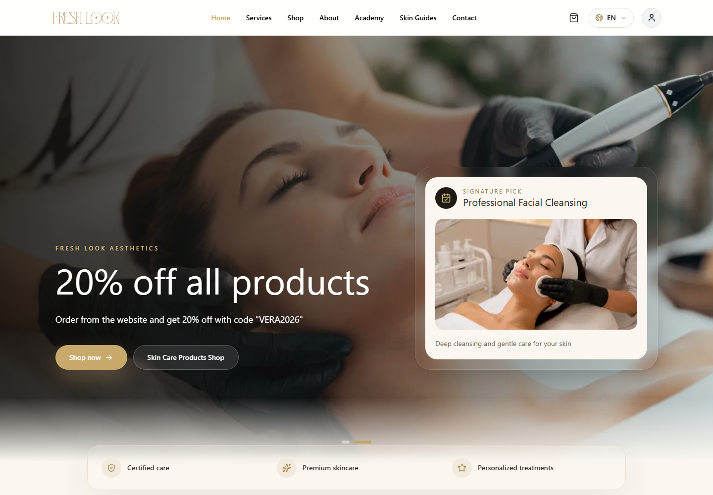 Real view of the Fresh Look website