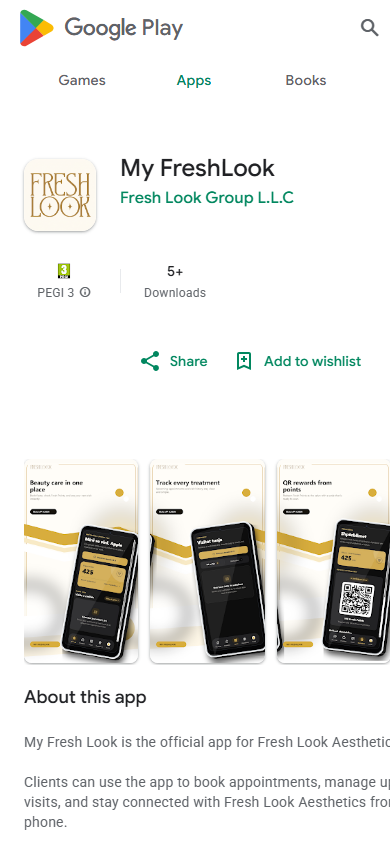 My FreshLook Google Play mobile view